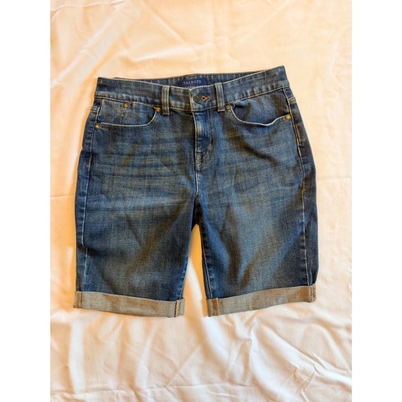 Talbots Pants - Talbots Simply Flattering Medium Wash Cuffed Denim Bermuda Shorts Womens 2
